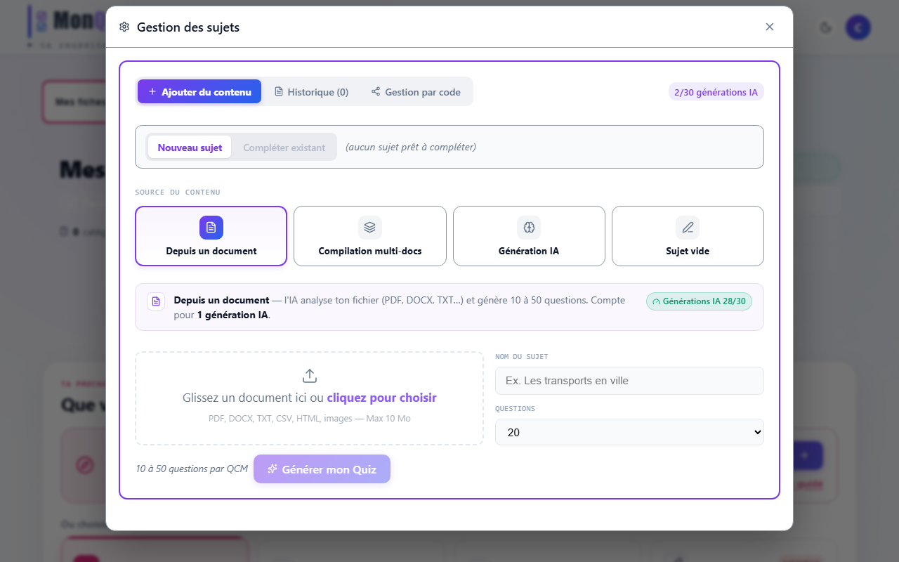 Transforme tes documents en QCM